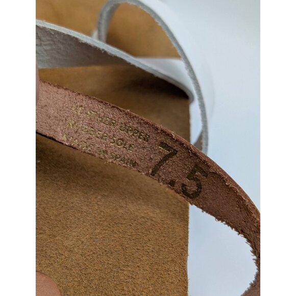 Yokono Sandals Spain Made Toe Thong Leather Strap Women’s Size 7.5 White Brown - Picture 7 of 7